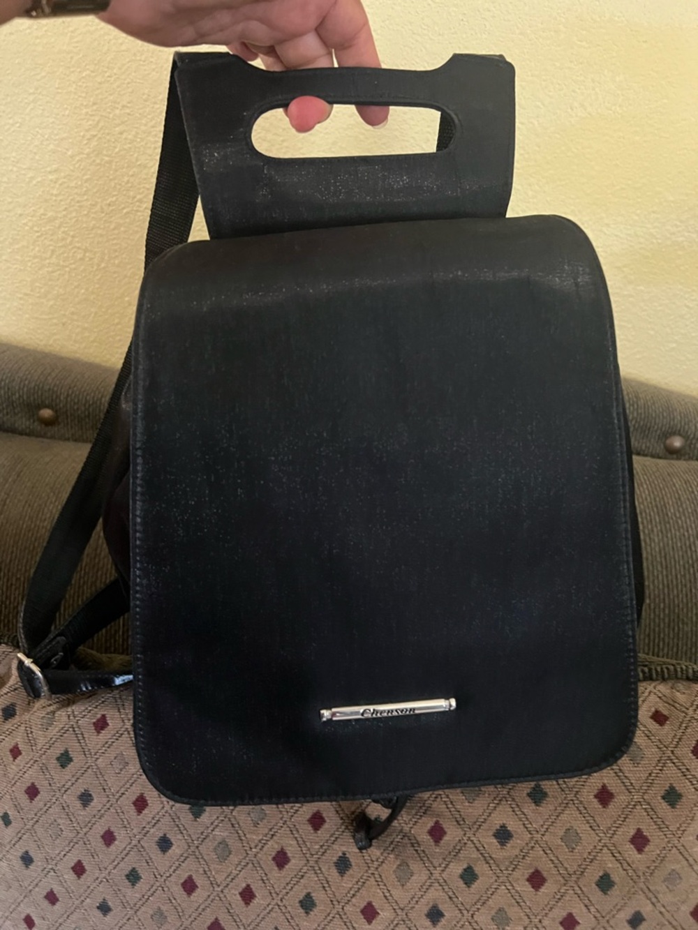 Black Men’s Backpack with Top Carry Handle – Unknown Brand